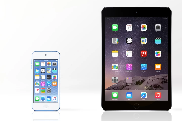 Gizmag compares the features and specs of the 6th generation iPod touch and the iPad mini 3