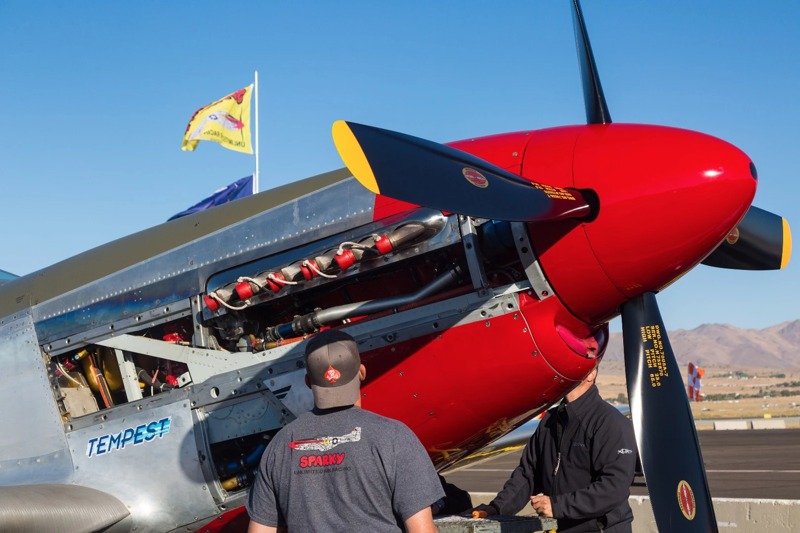 The iconic exhausts of a P-51D Mustang