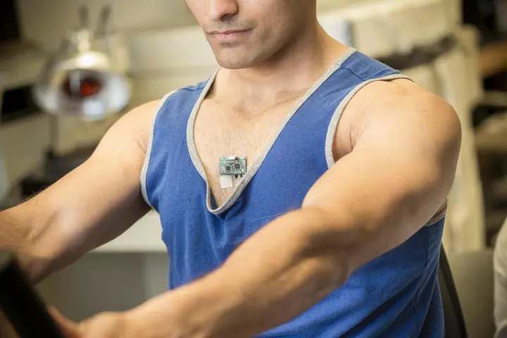 The Chem-Phys patch worn by study co-author Amay Bandodkar during a workout