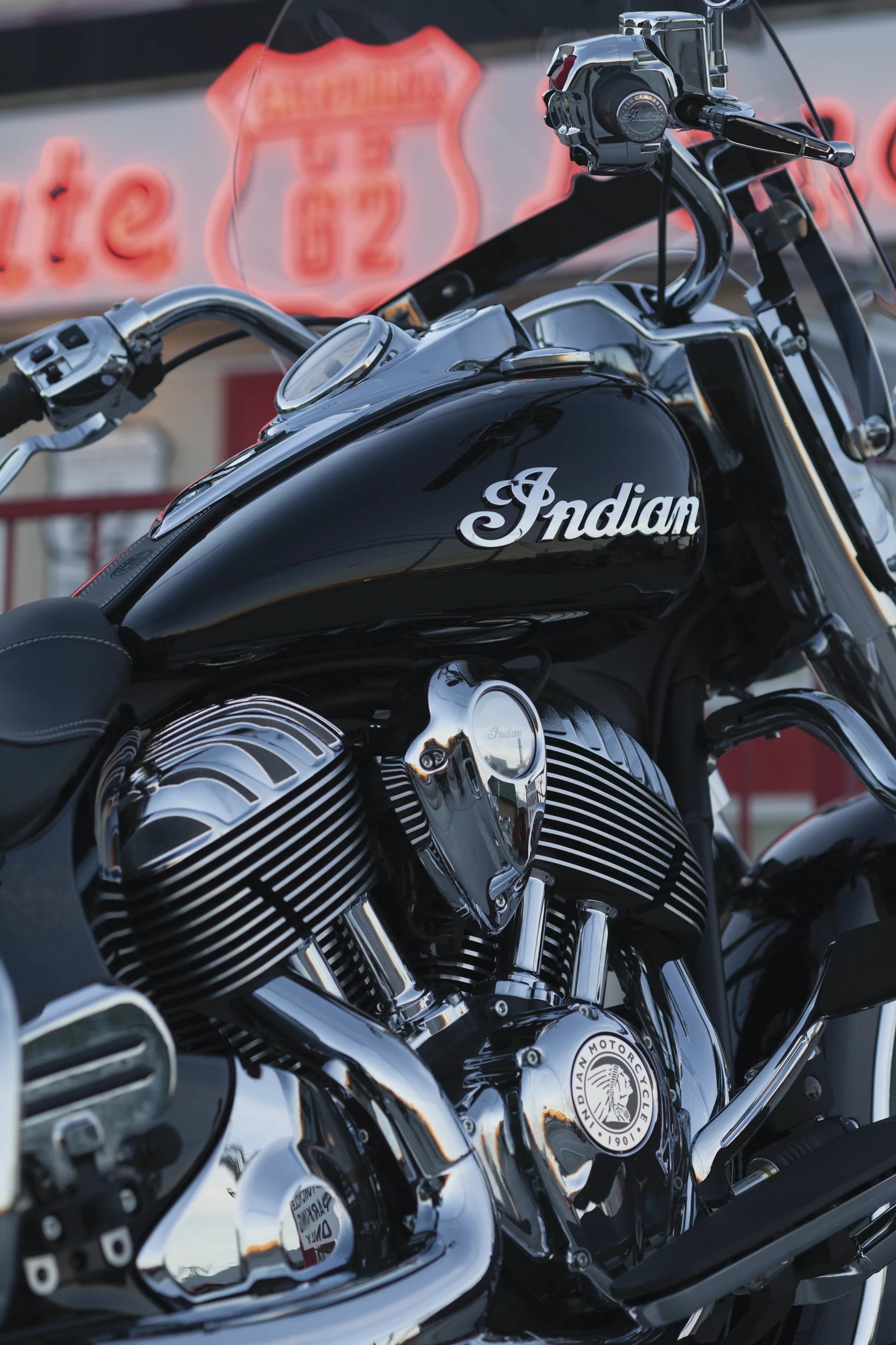 Close up of the Indian Springfield without the windshield