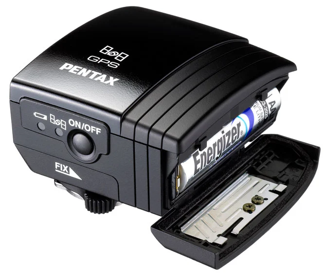 The O-GPS1 unit is powered by a single AAA-type battery so won't drain power from the camera it's attached to