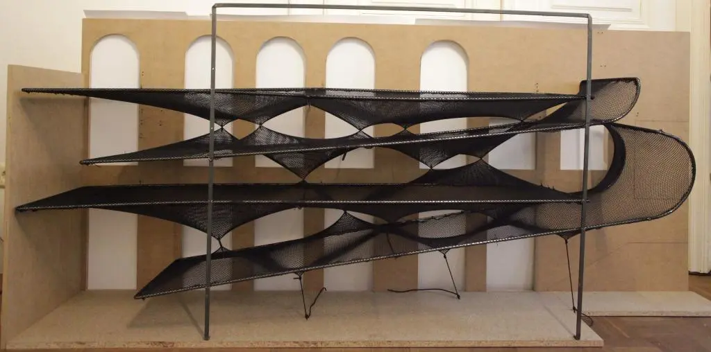 A side view of a model of Net Linz