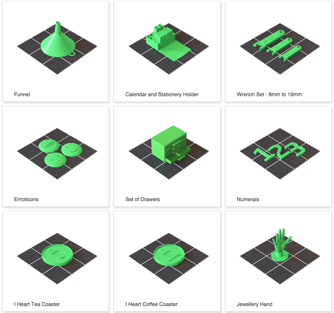 Polaroid's 3D model library examples