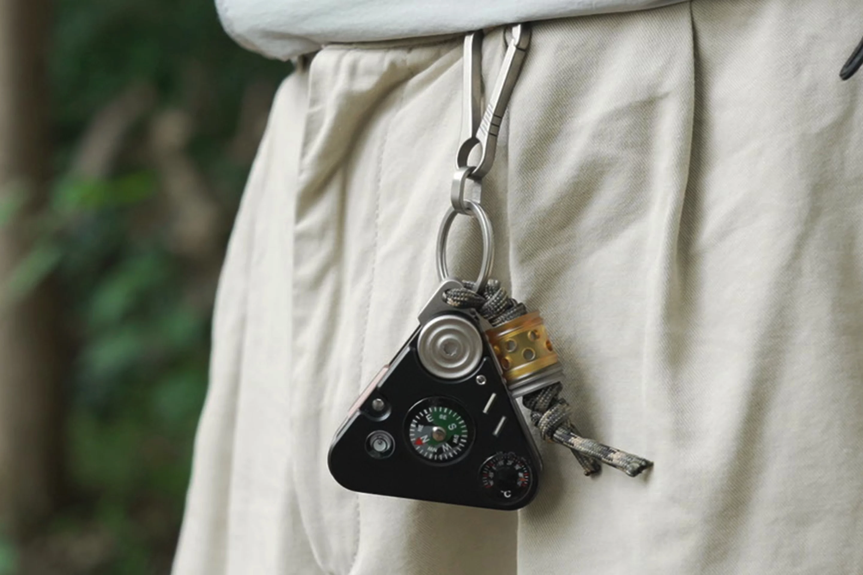 The Ti-Scout, hanging on its optional titanium clasp