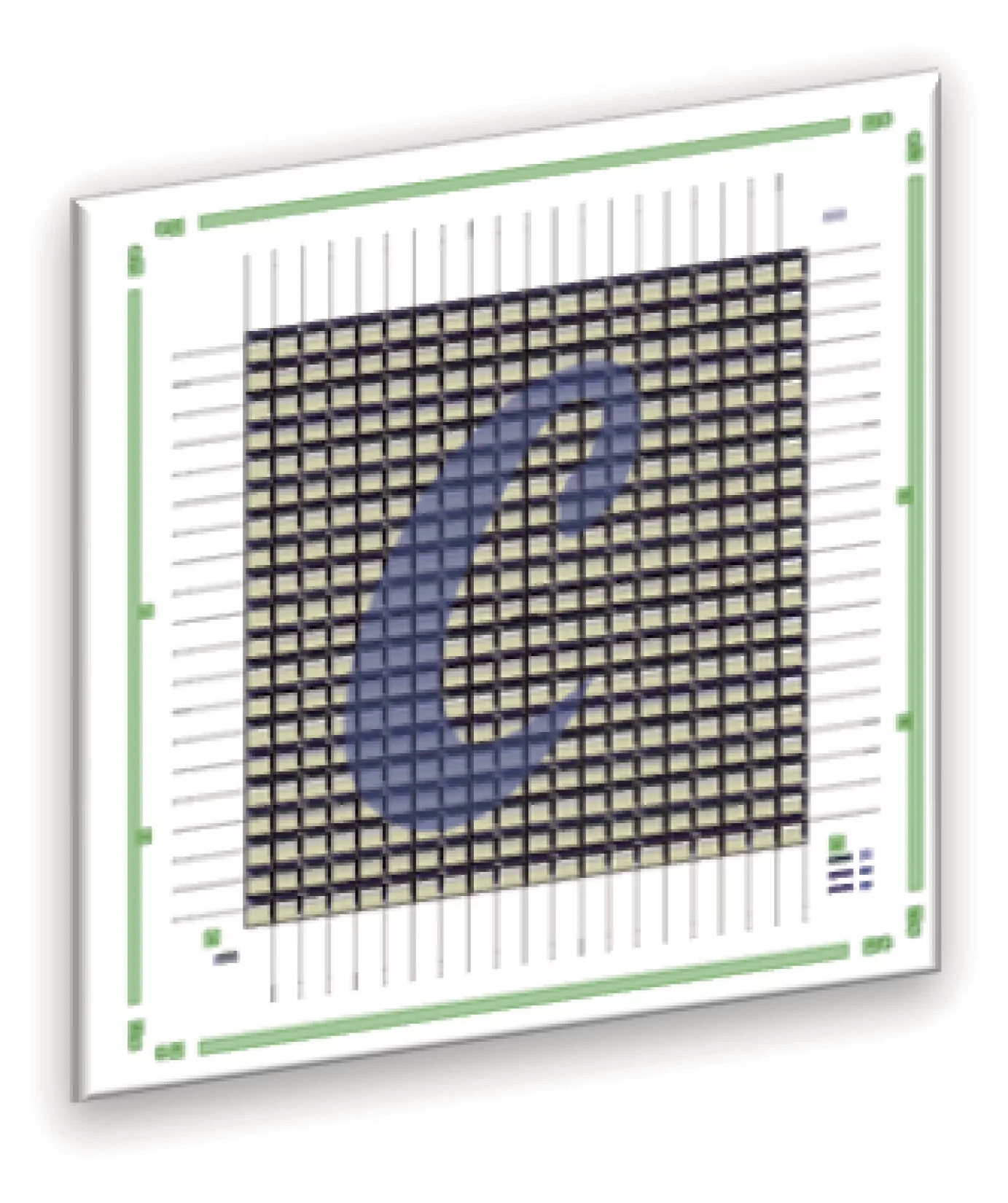 The e-skin matrix, which the team used to feel a molded letter C (for California)