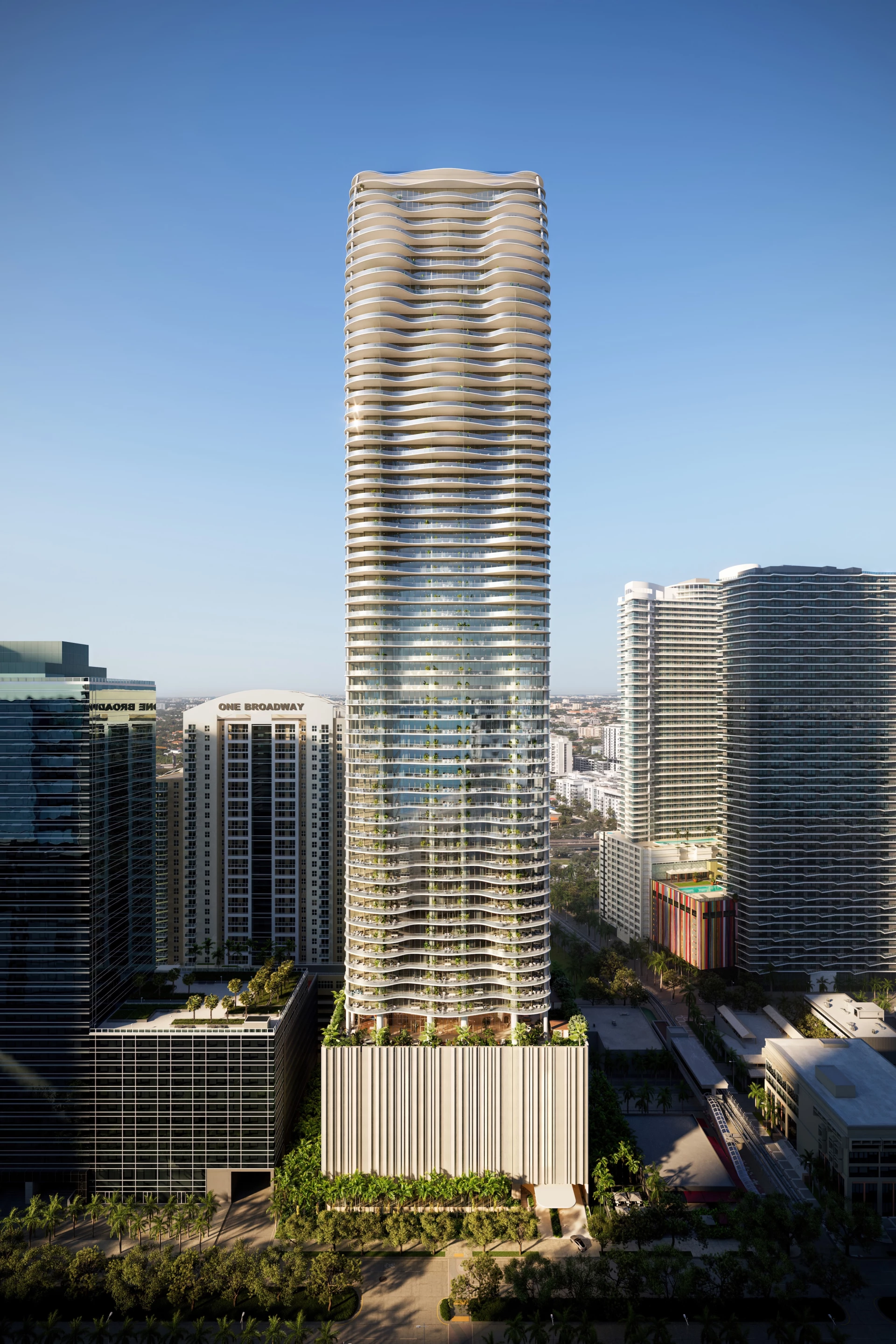 The Residences at 1428 Brickell's wavy form is inspired by the wind