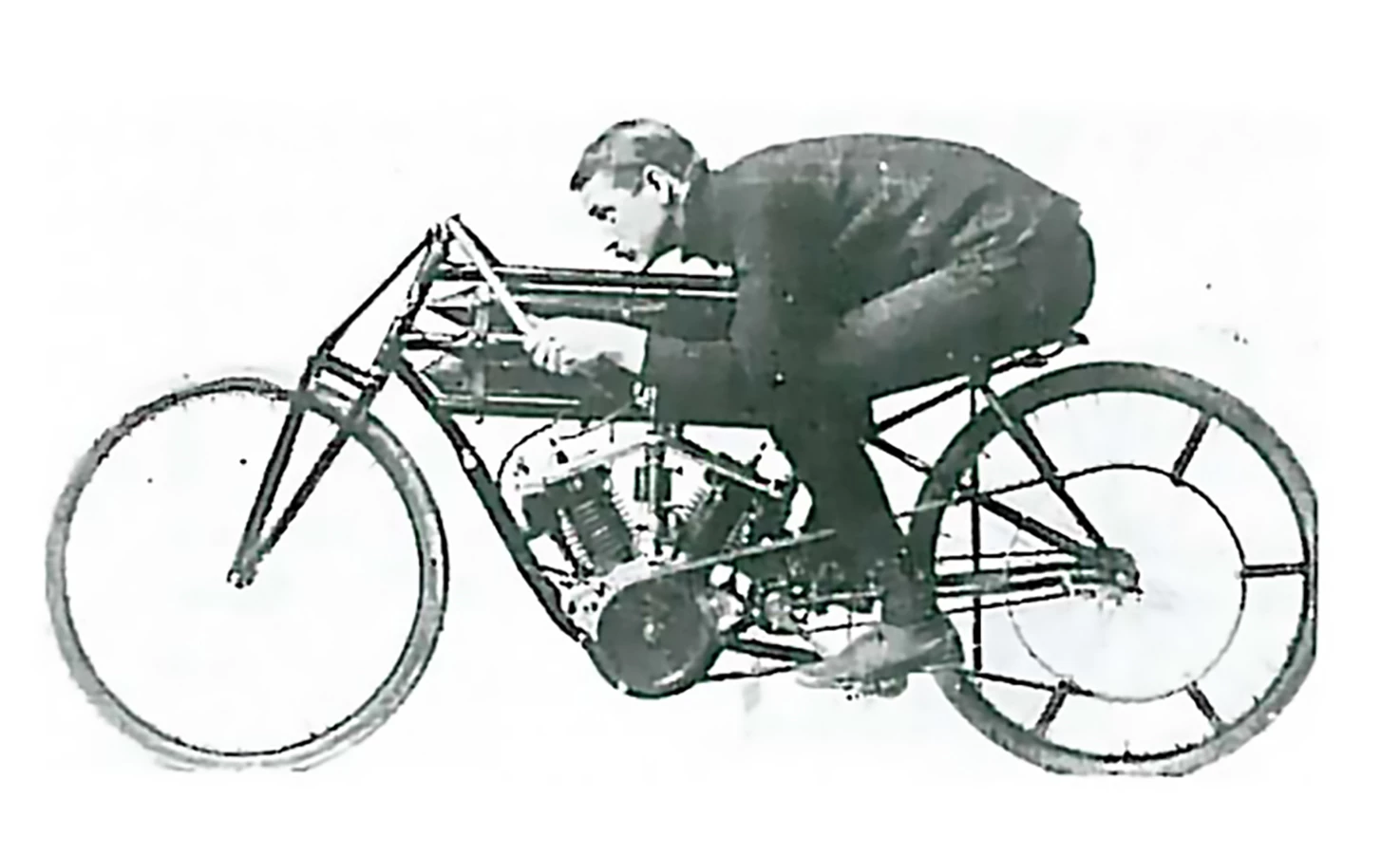In 1903 Curtiss was timed at Yonkers (New York) riding his own Curtiss Hercules 1000cc v-twin at 64 mph (103 km/h), earning him a place in history as the first motorcycle speed record holder