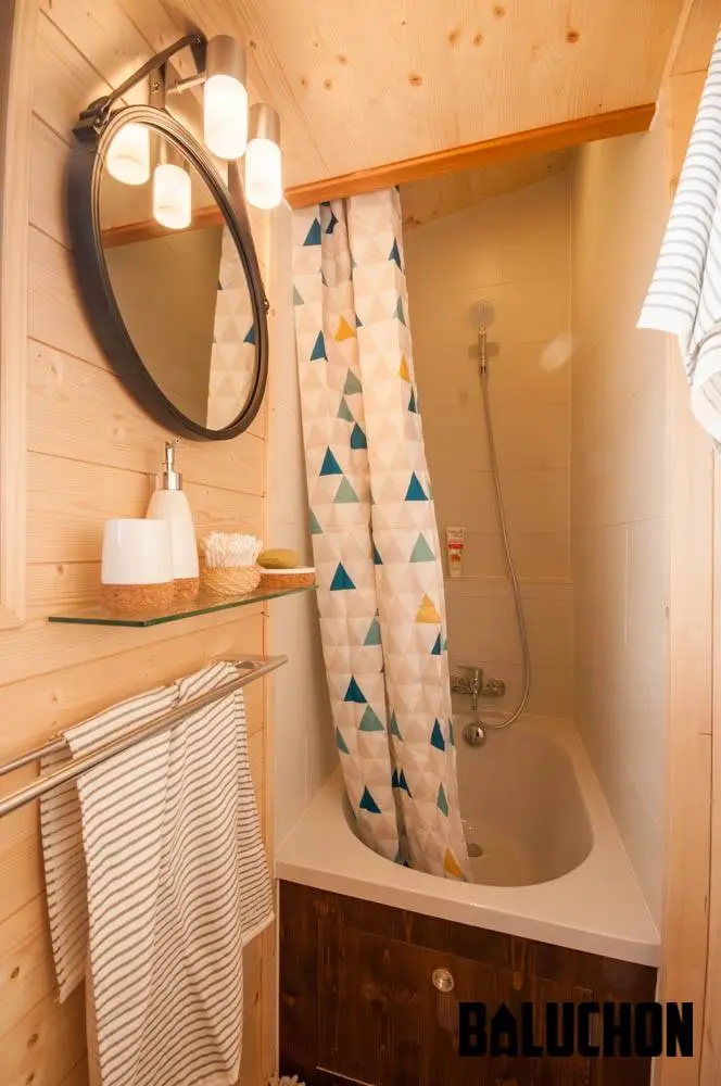 The Utopia's bathroom includes a small bath/shower