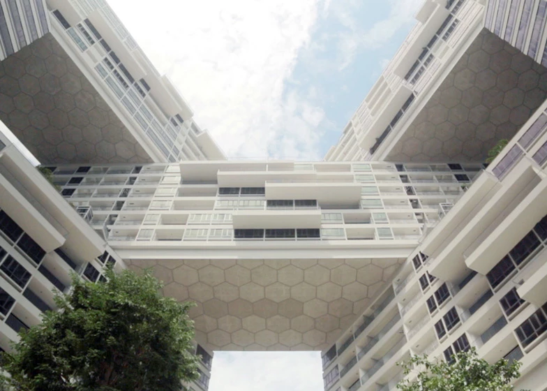 The Interlace apartment blocks are each 70 m (230 ft) long
