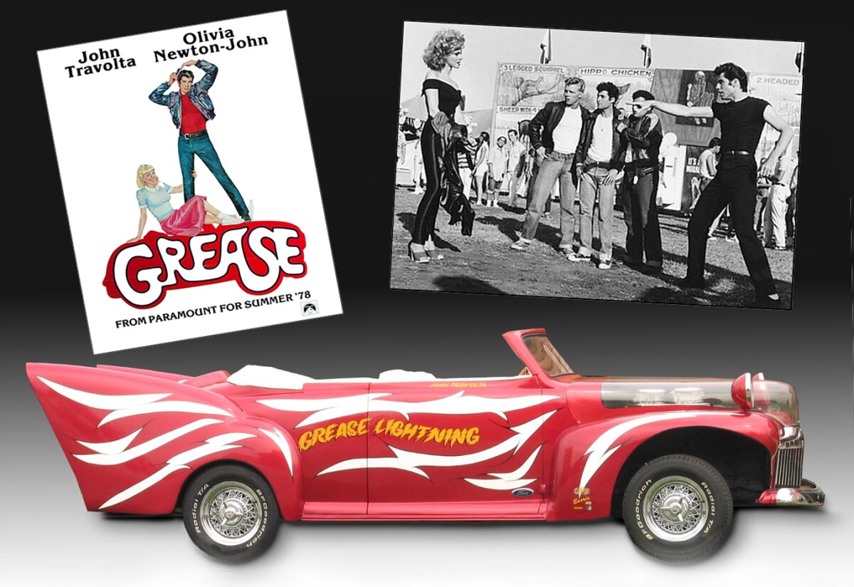 Starring John Travolta and Olivia Newton-John, the 1978 box office hit Grease was made for $6 million and grossed $395 million to become one of the top musicals of all-time. One of the hit songs from that movie was about the starring car of the movie, a hot rod named "Greased Lightning" and this was that car, being not just part of the inevitable race scene (driven by Travolta), but integral to the plot, and part of the final sequence when Danny (Travolta) and Sandy (Newton-John) sail off into the clouds to the sounds of “Love is a Many Splendored Thing.” The car has been exhibited extensively, trademarked and merchandized with toy manufacturers, has featured on-stage at an Olivia Newton-John concert ... and it sold for a paltry $88,550 in May, 2005. It was a lot of money for a movie car then, but not now.