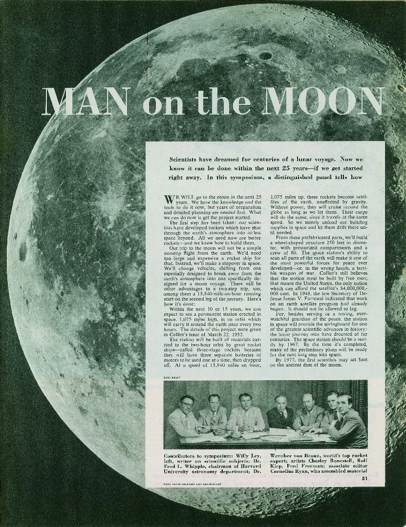 Frontispiece article showing the authors of the Colliers space series