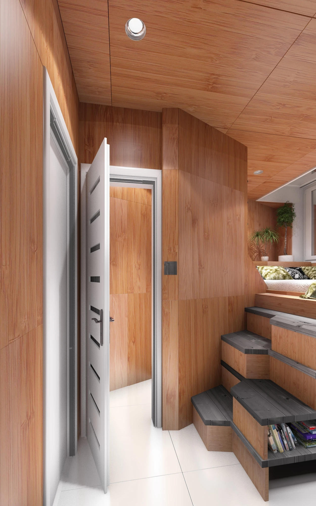 The interior sports a television and lounge, bathroom, sleeping area, and kitchen (Image: DesignDevelop)