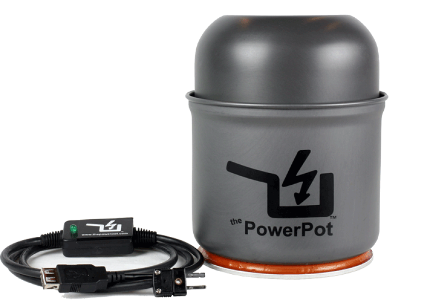 The power regulator in the PowerPot's USB cable incorporates an LED that illuminates when a current is present