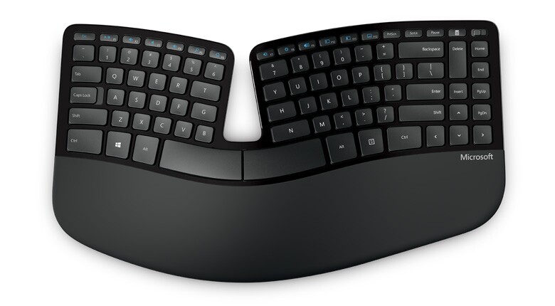 The Microsoft Sculpt Ergonomic keyboard