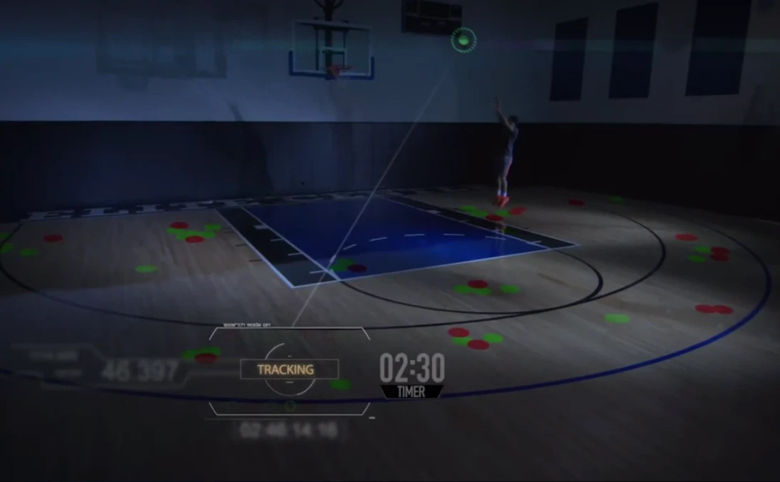 Wilson's "Make/Miss" technology uses sensors built into the ball and a companion smartphone app to track shooting performance from different spots on the floor