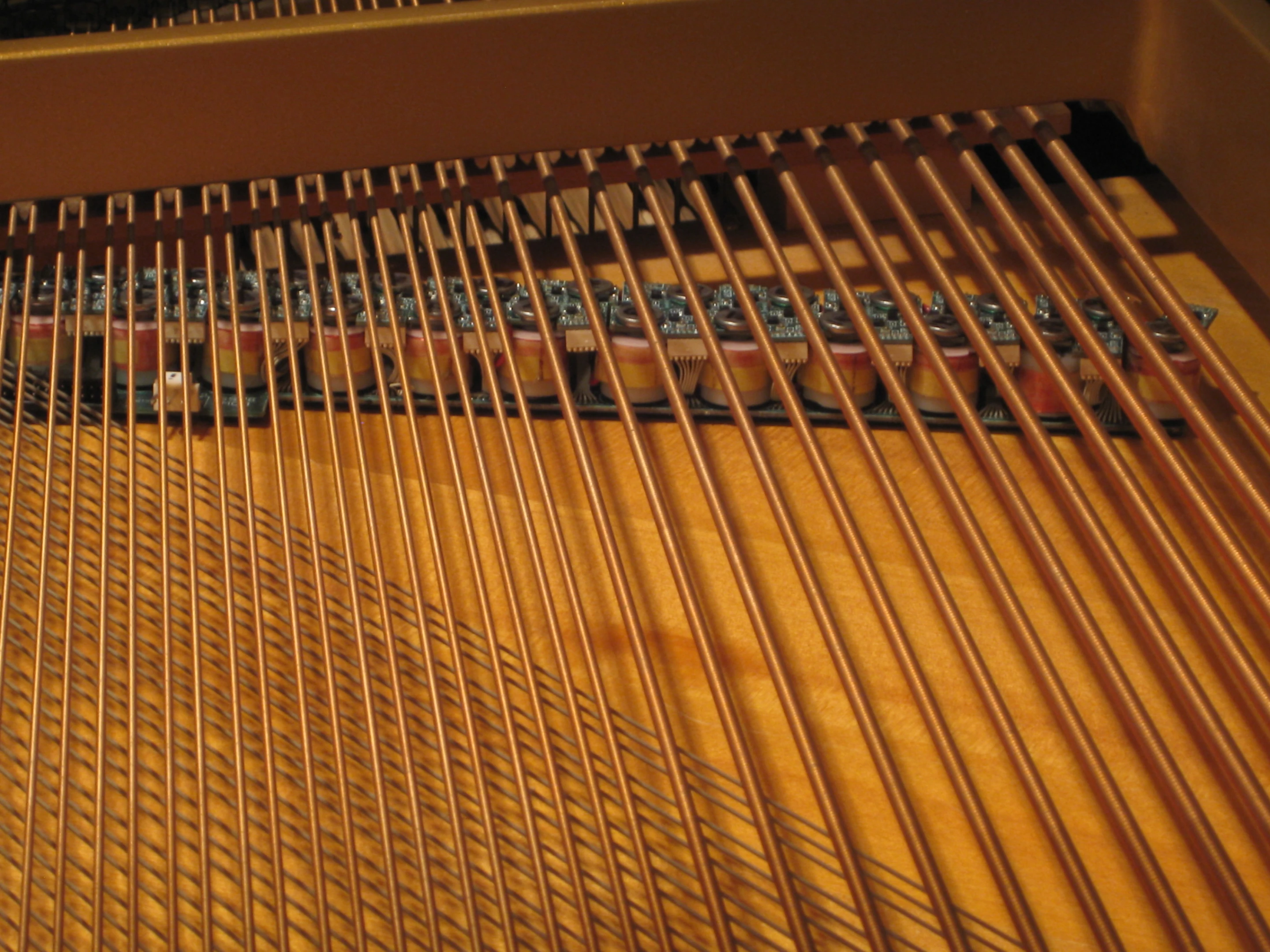 Each string of the piano has its own sustainer module