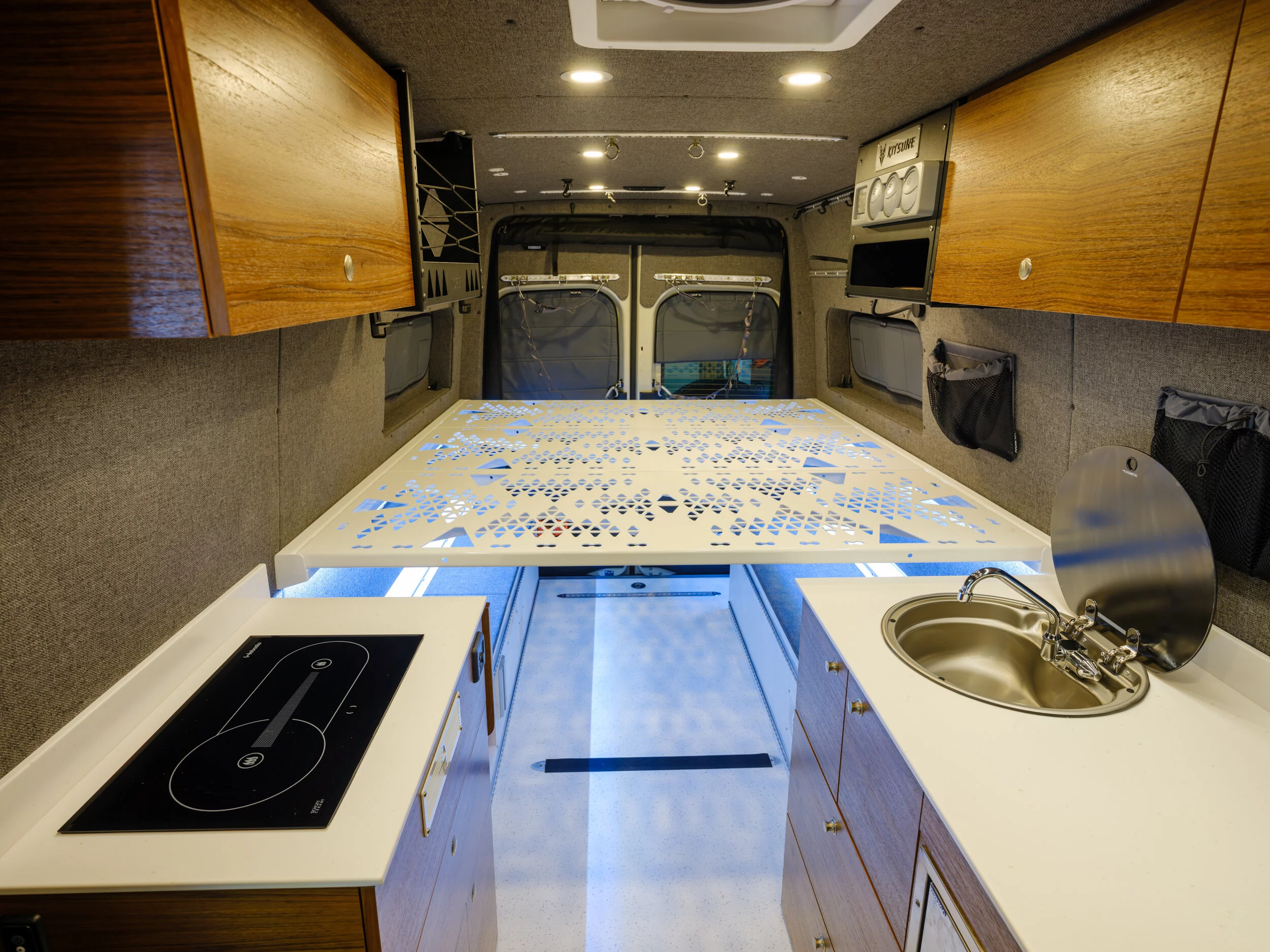 The bed mounted up high