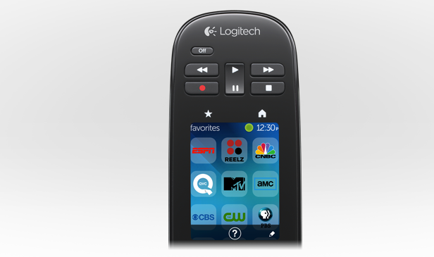 The Harmony Touch features icons for your favorite channels