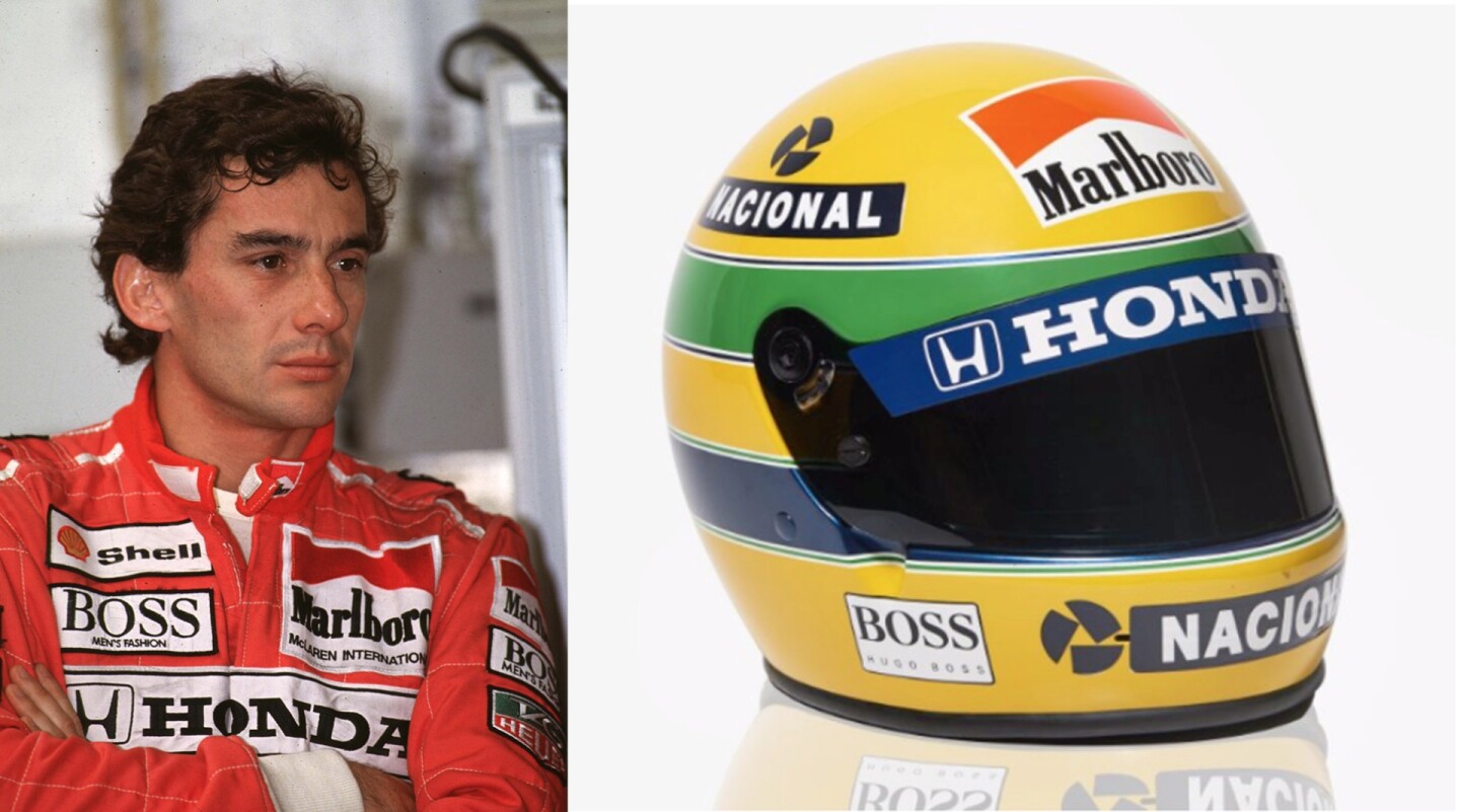 Artcurial Monaco July 2, 2017 Auction: Regarded by many as the most talented racing driver of all-time, Ayrton Senna memorabilia is rare and almost always very expensive, which makes this memento quite a bargain. Senna was a keen motorcyclist and this was his personal motorcycle helmet, specially made for him by Bell and decorated in his trademark racing colors. Auction Description
