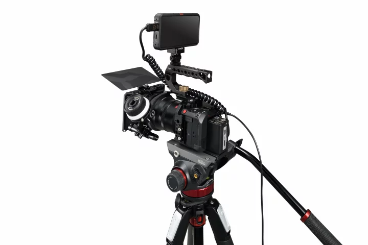 The Lumix DC-BS1H camera has numerous mounting points and connection for attaching the hardware you need for a video shoot