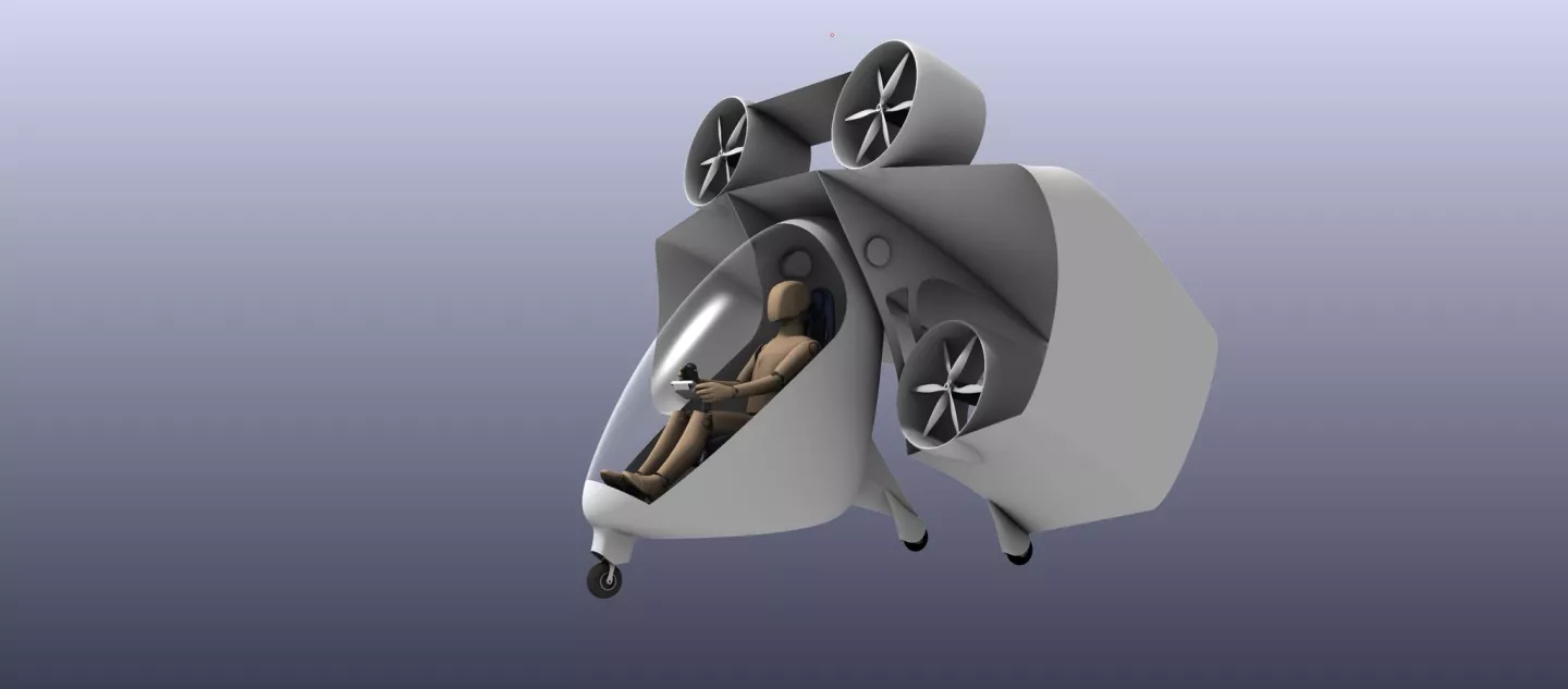 In horizontal flight, the cabin stays level while the propulsion system and wings tilt forward