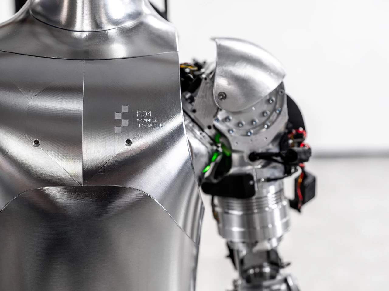 The Figure 01's chestplate and shoulder joint