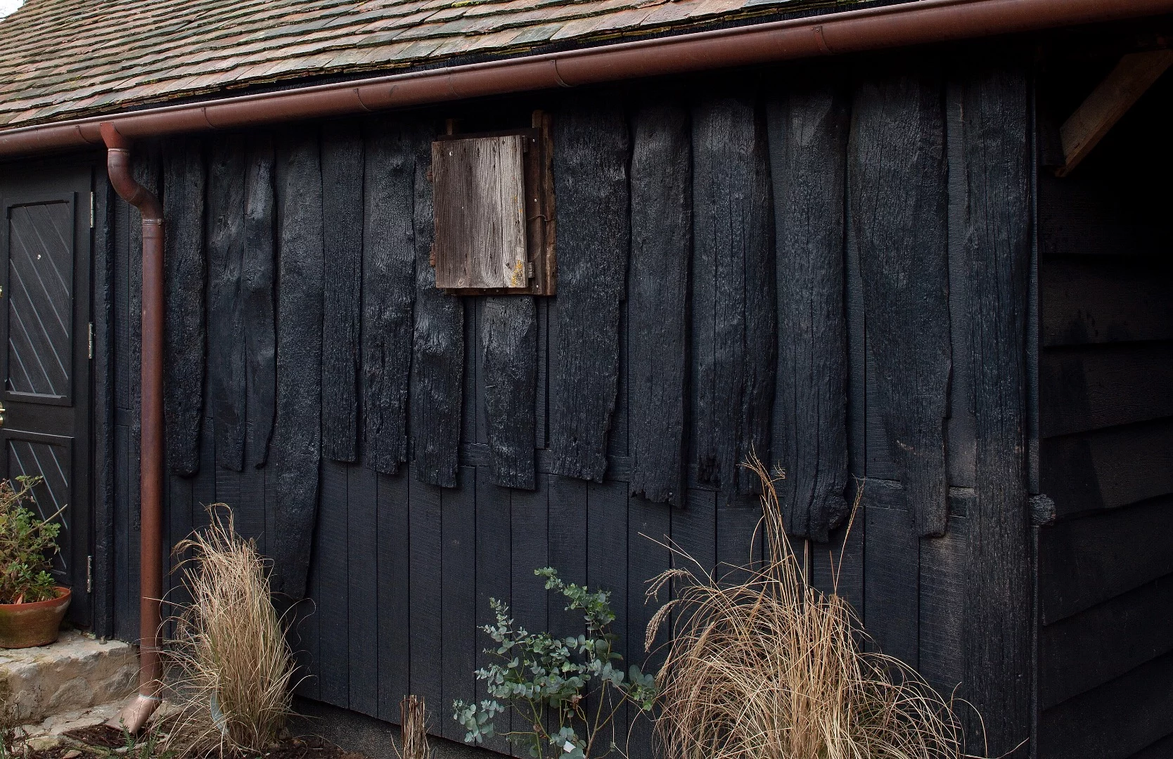 Detail shot of the wooden cladding