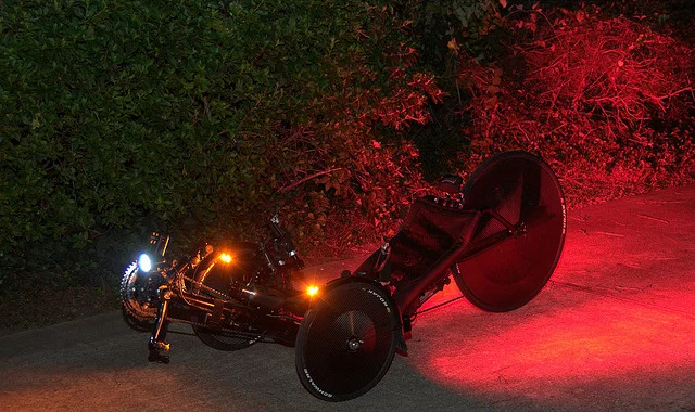 Silk, lit up for night riding