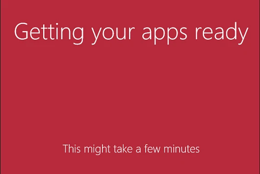 This is the screen you'll see while your apps and start screen is being set up