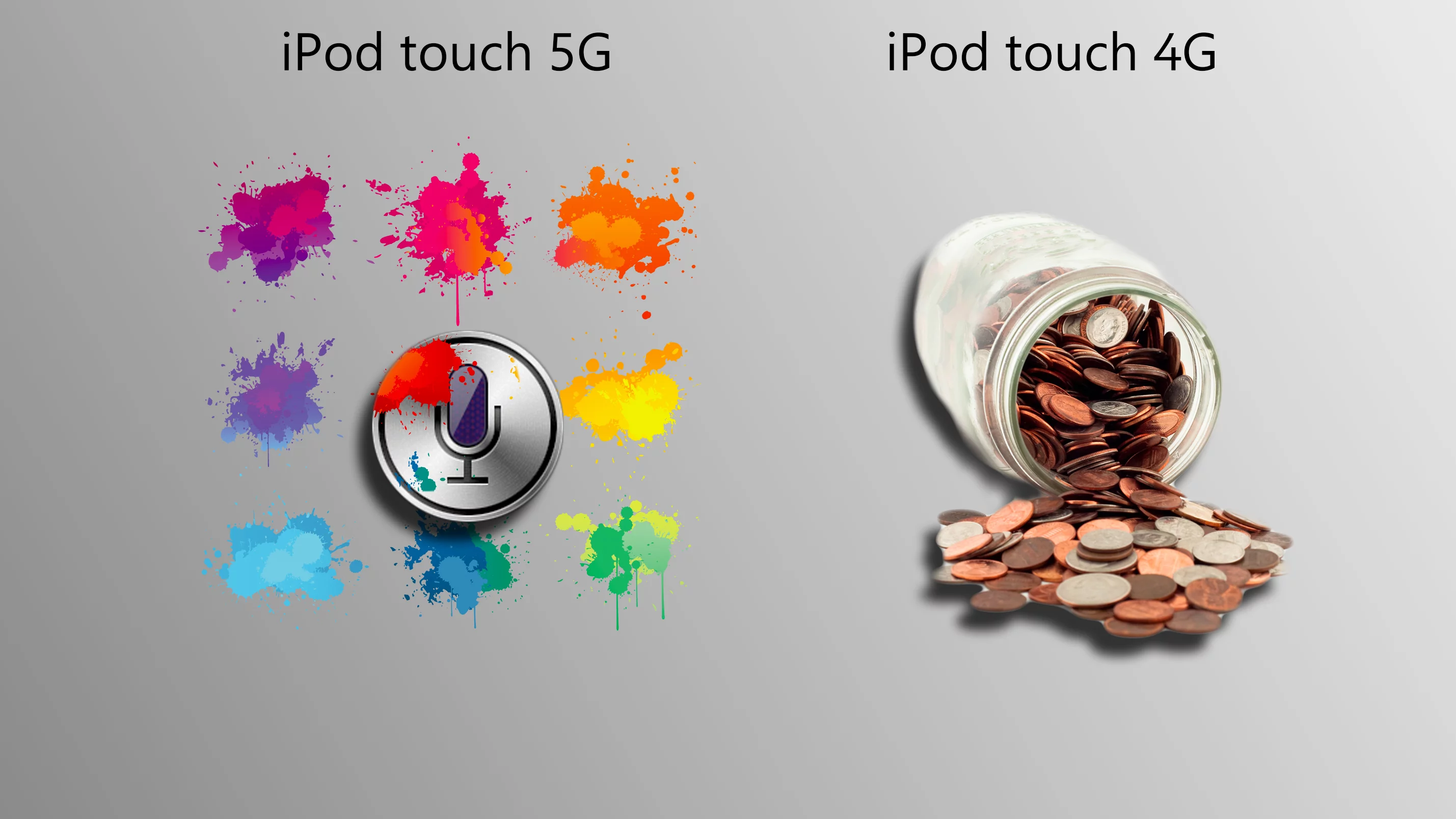 Siri and colors, or some extra cash? (paint splatter: Shutterstock, pennies: Shutterstock)