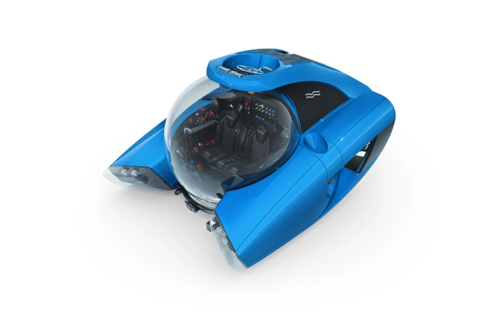 Pilot and passenger enter via a hatch at the top