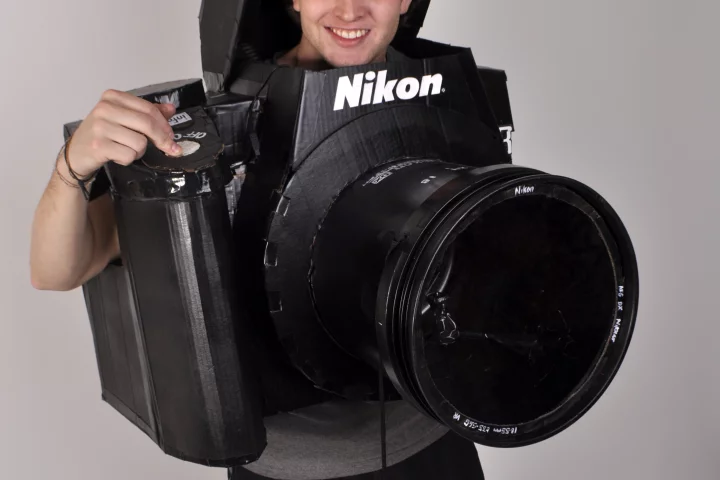 Photographer Tyler Card has made a fully functioning DSLR camera costume for Halloween (Photo: Tyler Card)