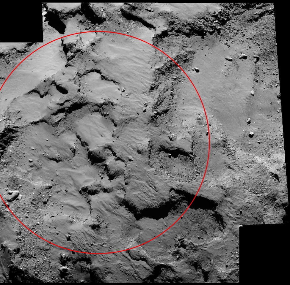 A mosaic of Philae's primary landing site snapped by Rosetta's OSIRIS narrow-angle camera (Image: ESA/Rosetta/MPS for OSIRIS Team MPS/UPD/LAM/IAA/SSO/INTA/UPM/DASP/IDA)