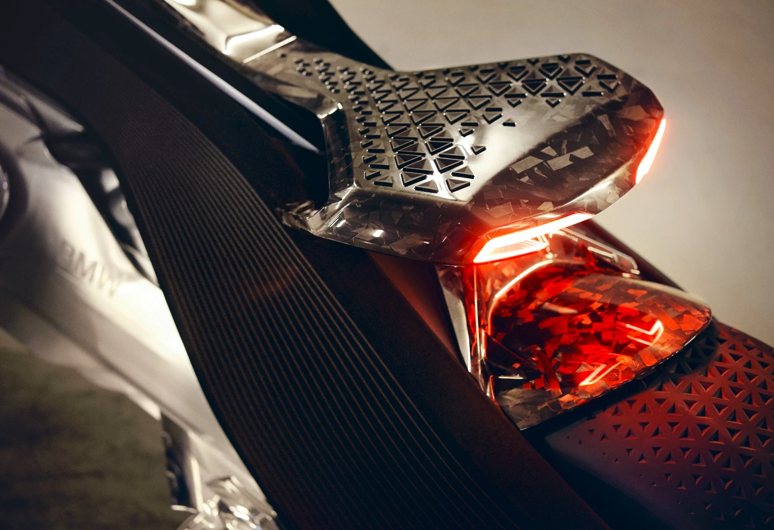 The one-piece frame is enhanced with lighting built into the works