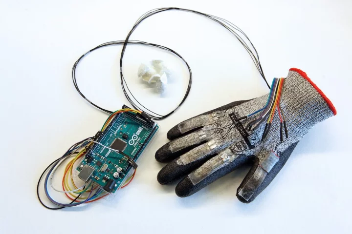 This CareGum-equipped Bionic Glove is able to read its wearer's sign-language hand gestures