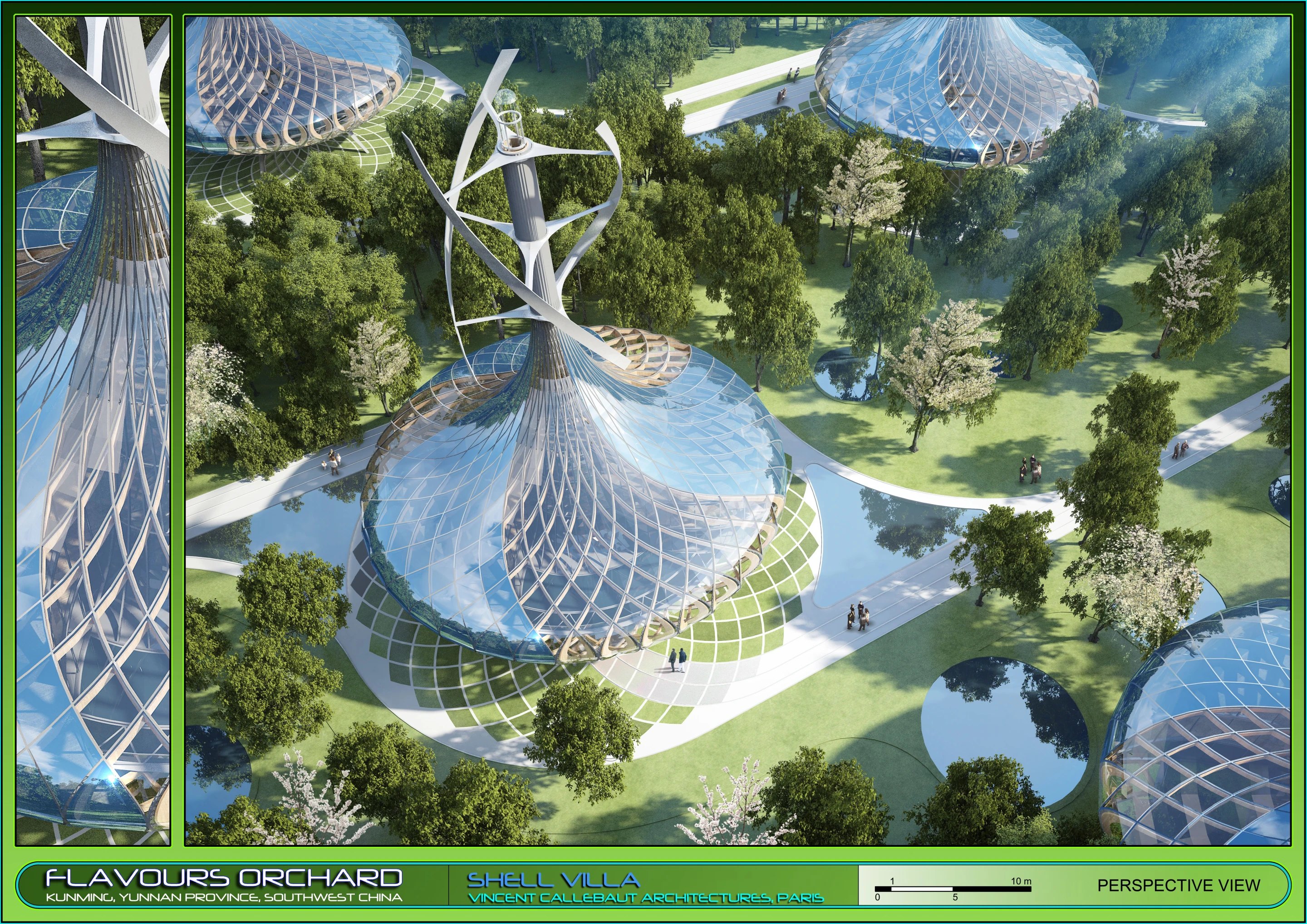 Shell Villa main bird's eye view (Image: Vincent Callebaut Architectures)