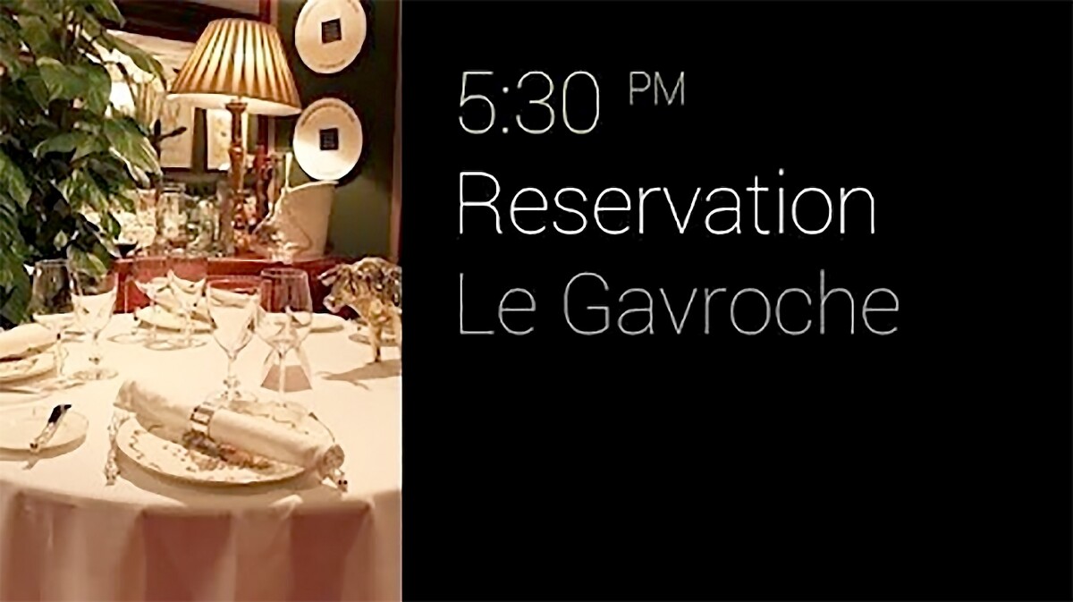 Glass will now have a Google Now card for dinner reservations you made