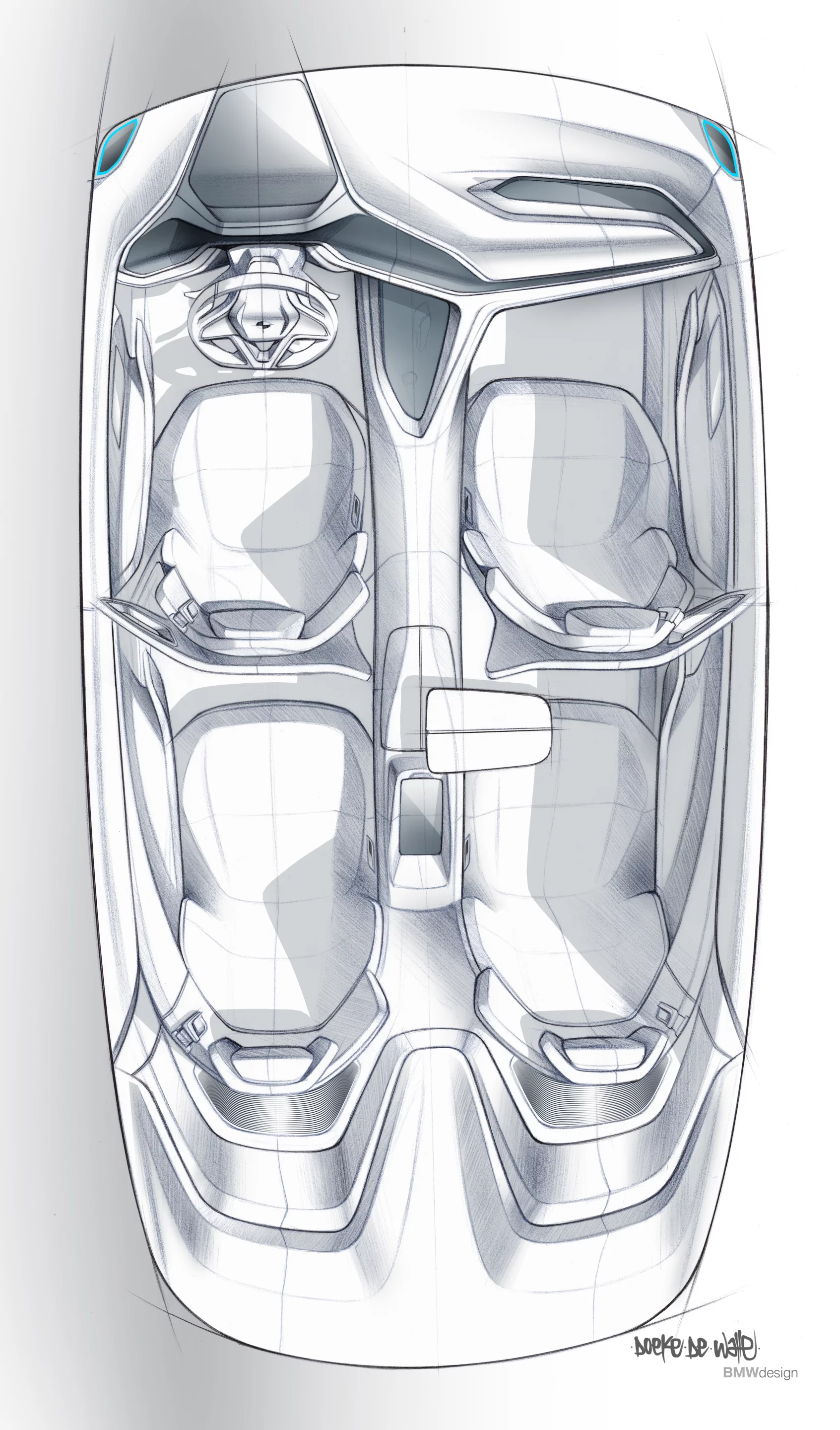 Bird's eye view of the four-seat cabin