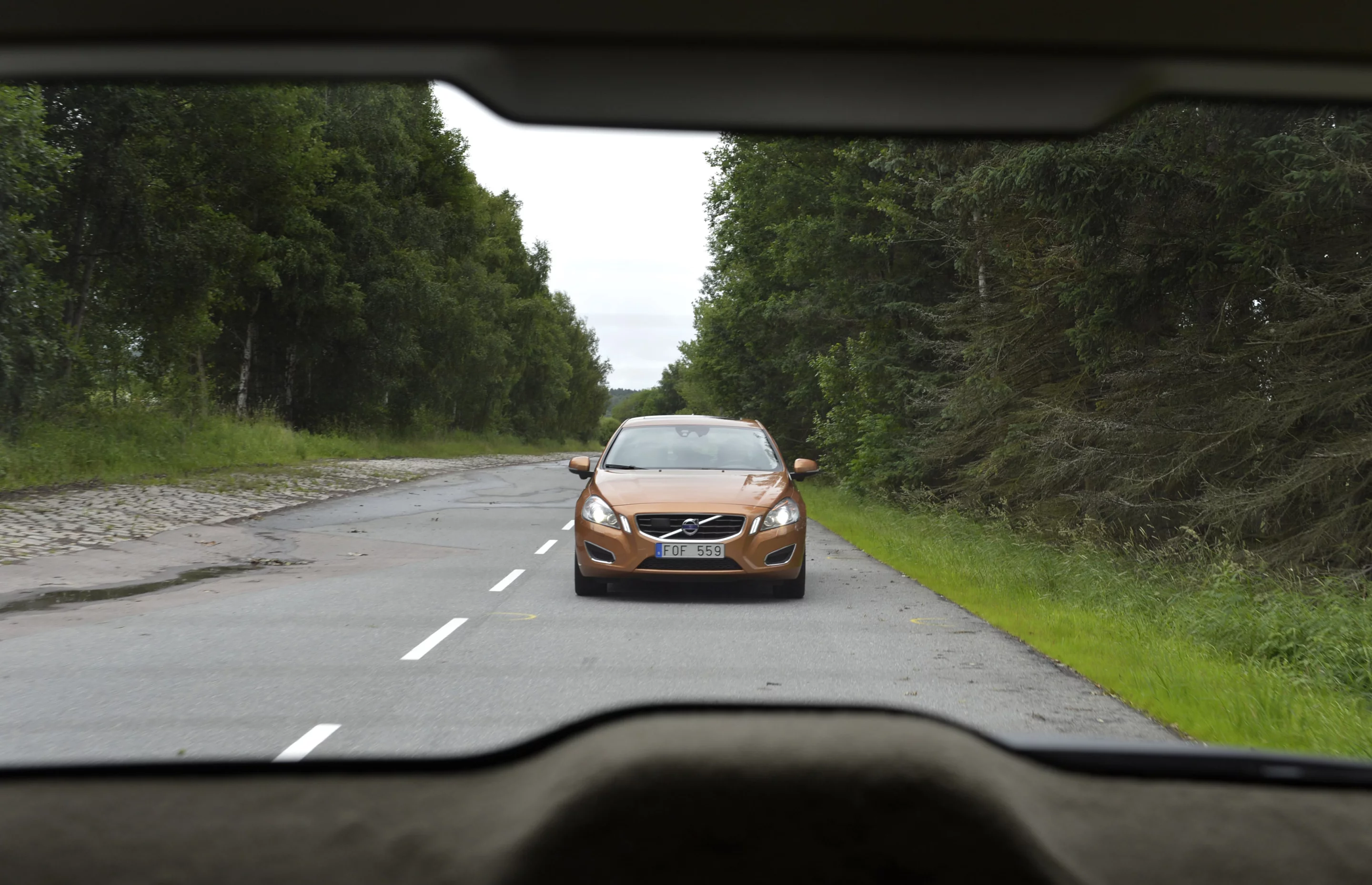 Volvo's Adaptive Cruise Control prototype autonomously follows the lead vehicle