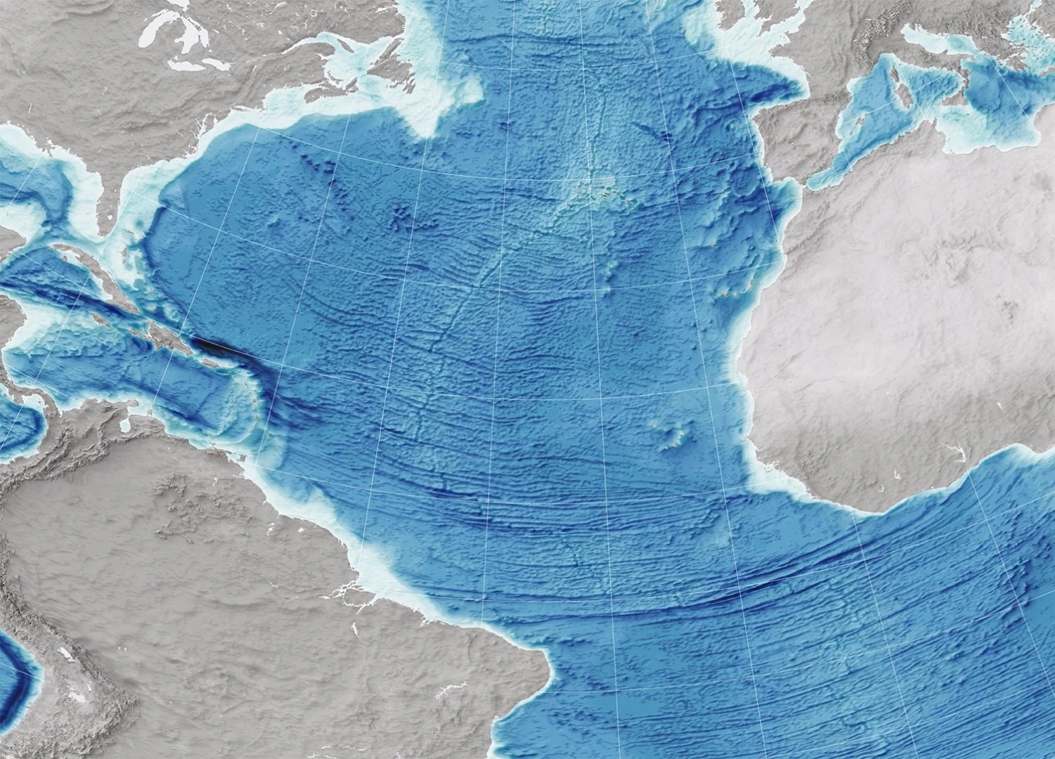 Relief map of the Atlantic Ocean
