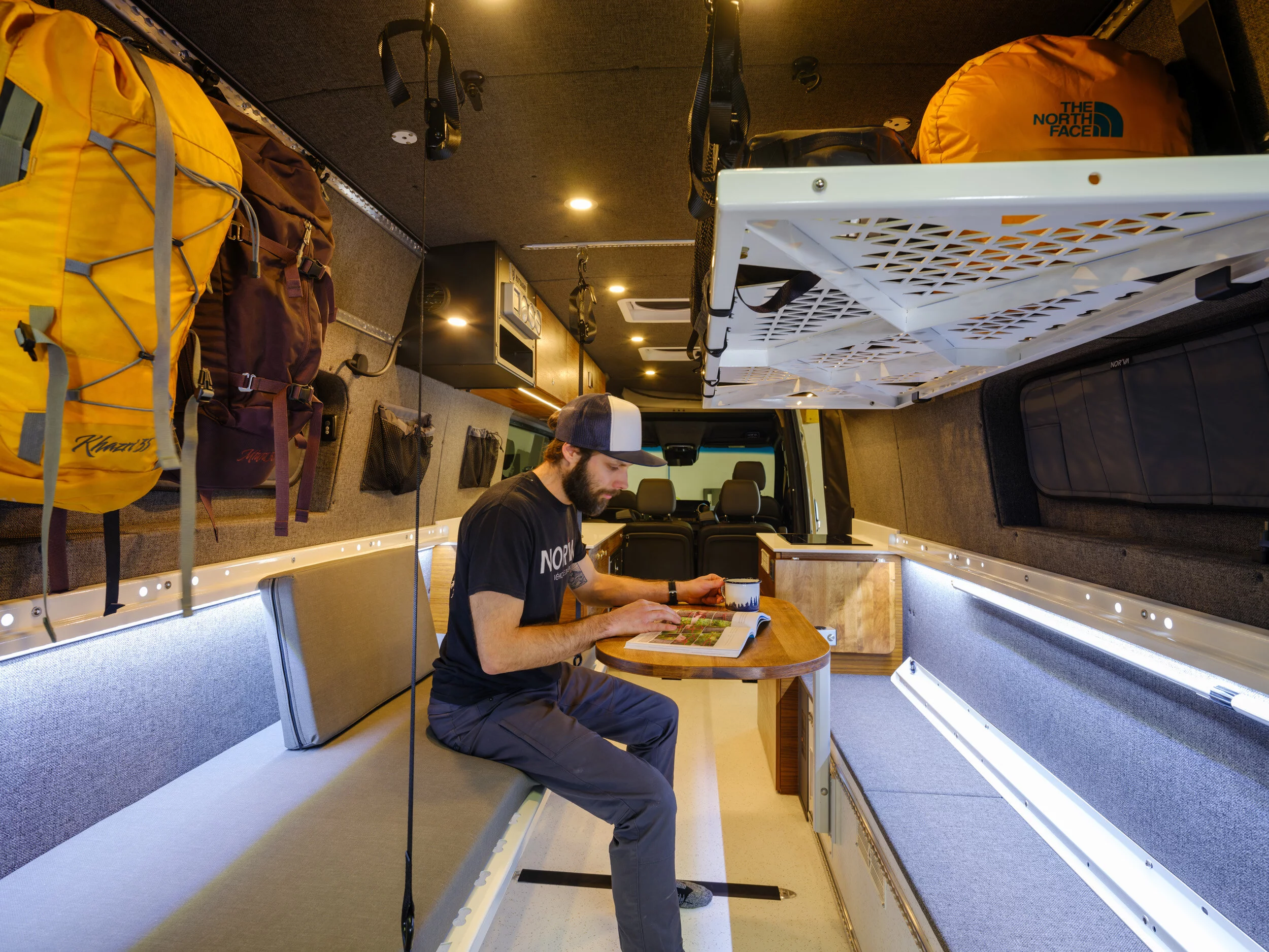 The adjustable Lagun table easily creates a dining room, breakfast nook or mobile workstation