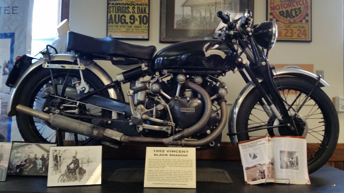 This Vincent Black Shadow sits in its own hallowed spot at the museum