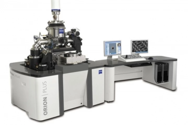 By focusing helium ions into a beam, instead of electrons, the microscope can offer higher focus with lower sample damage.