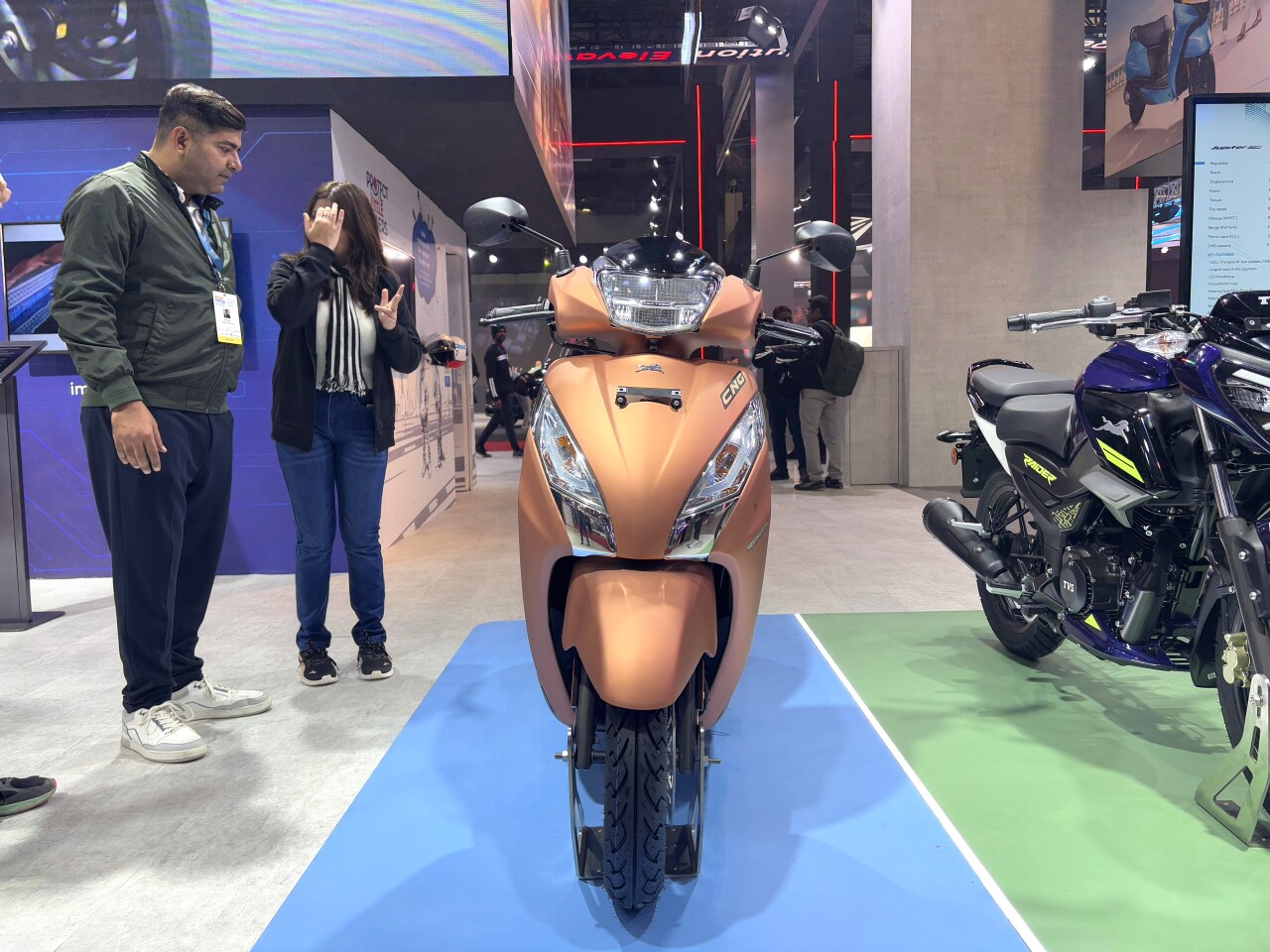 The TVS Jupiter CNG boasts a range of 140 miles (226 km)