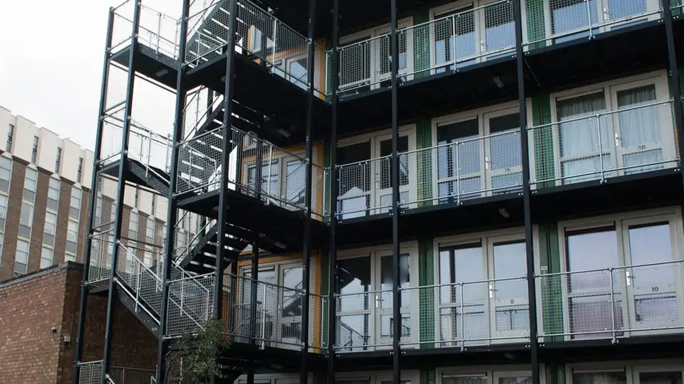 Richardson's Yard opened in December 2013, and is a shipping container-based housing development in Brighton, UK for people at risk of homelessness