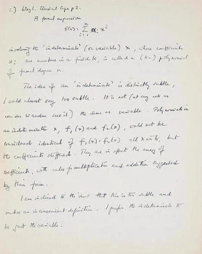 "I am inclined to the view that this is too subtle and makes an inconvenient definition. I prefer the indeterminate k be just the variable."