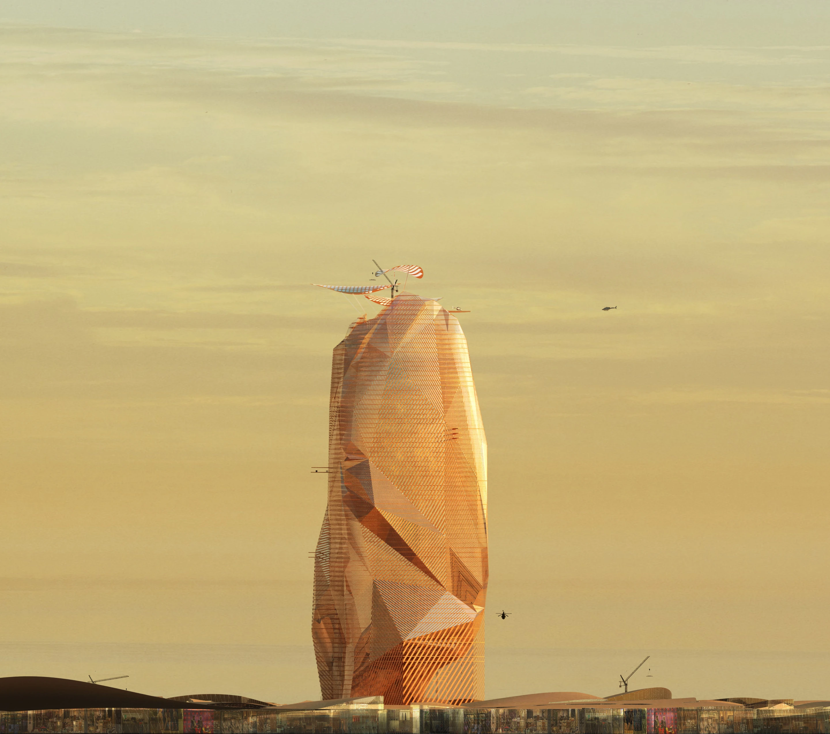 The City Sand Tower is envisioned for the Sahara desert (Image: Manal Rachidi Oxo Architects and Nicolas Laisné Associes)