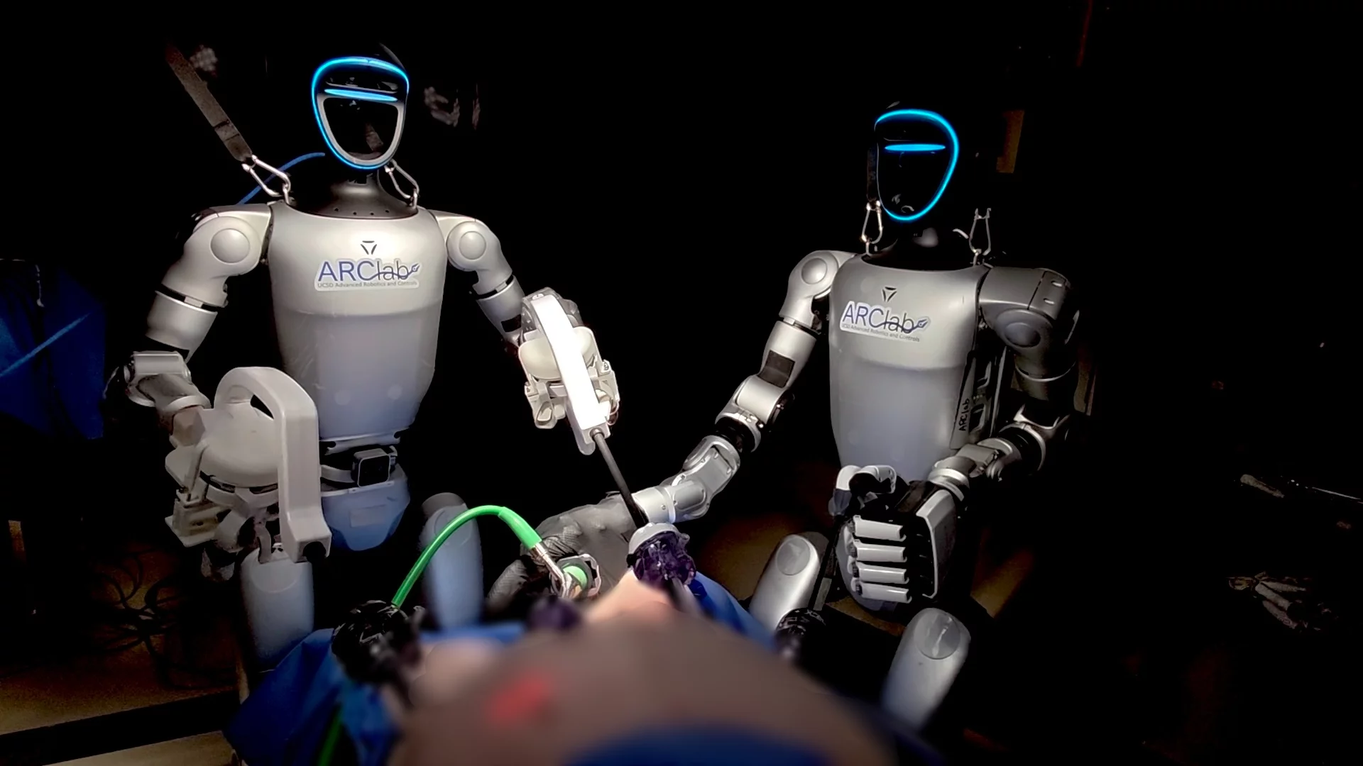 Surgeons controlled the movements of the robots remotely to perform the procedures