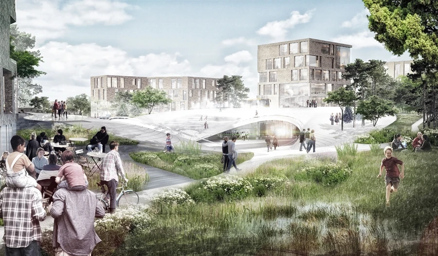 Vinge Train Station is designed to merge into the city