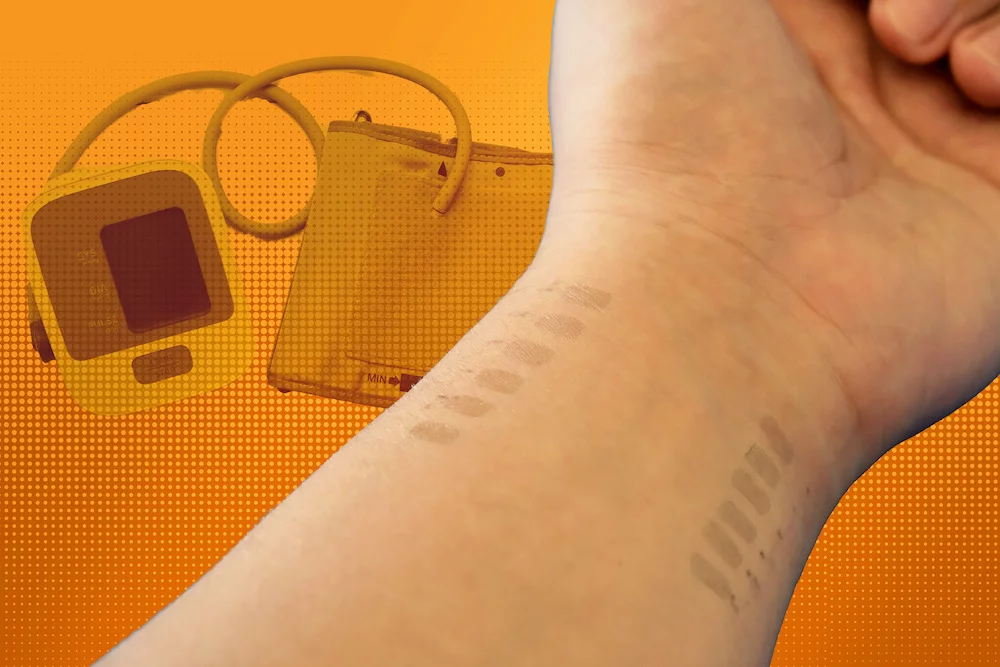 The graphene-based e-tattoo sticks to the skin non-invasively and can monitor a patient's blood pressure over time